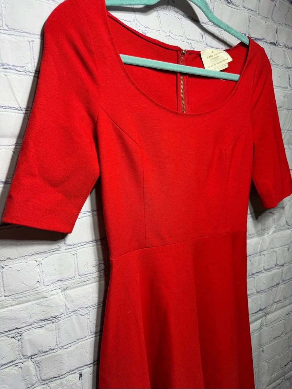 Kate Spade Womens Short Sleeve Scoop Neck Dress Red Sz 2 Preppy Old Money